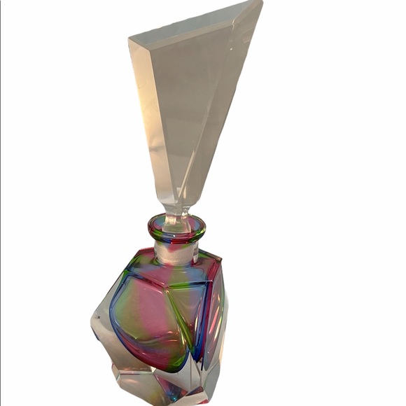 Vintage Other - VTG C1950s Czech glass multicolor perfume bottle